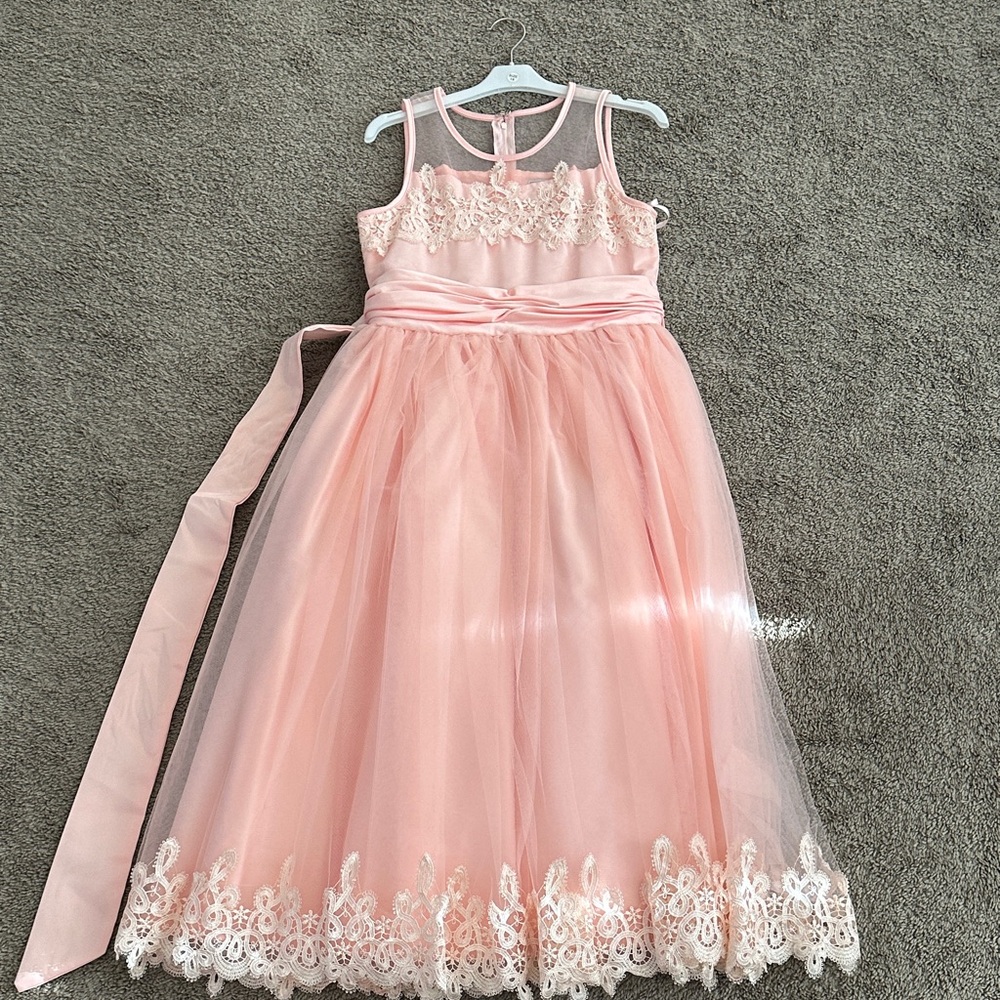 Elegant Pink Lace Kids Formal Dress
